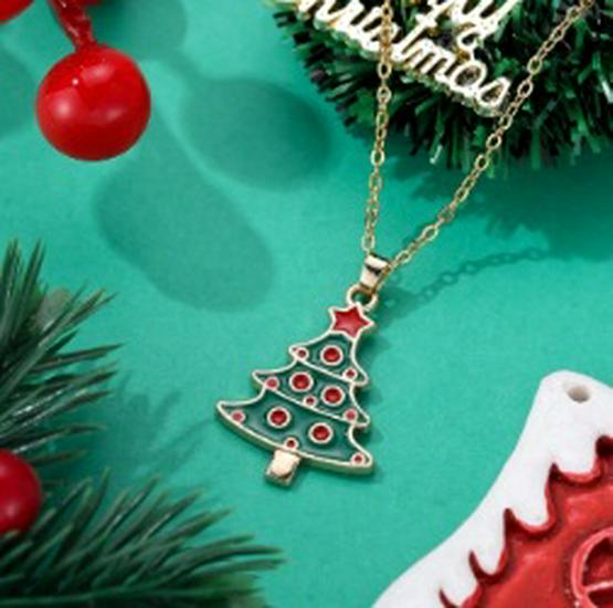 Cross-border Christmas Wish Tree Snowman Reindeer Bells Necklace