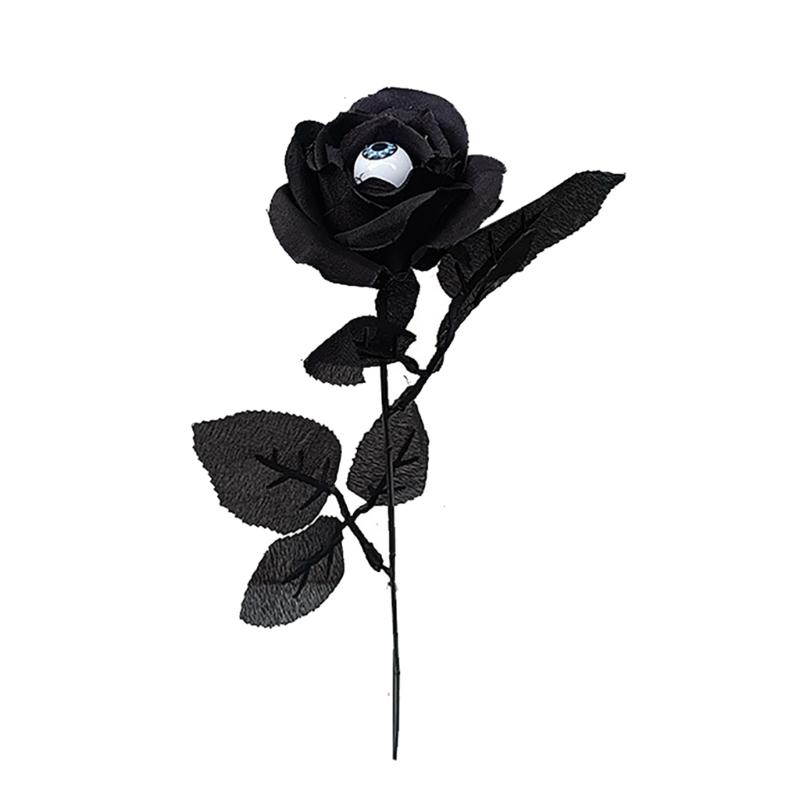 Halloween Fake Silk Rose Bouquets for Halloween Parties Home Wedding Decor Flower Artificial Roses Flowers with Eyeballs