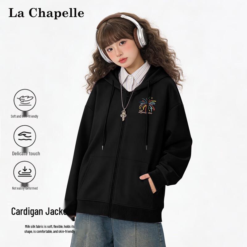 La Chapelle Women s Korean Style Hooded Zip-Up Sweatshirt XL