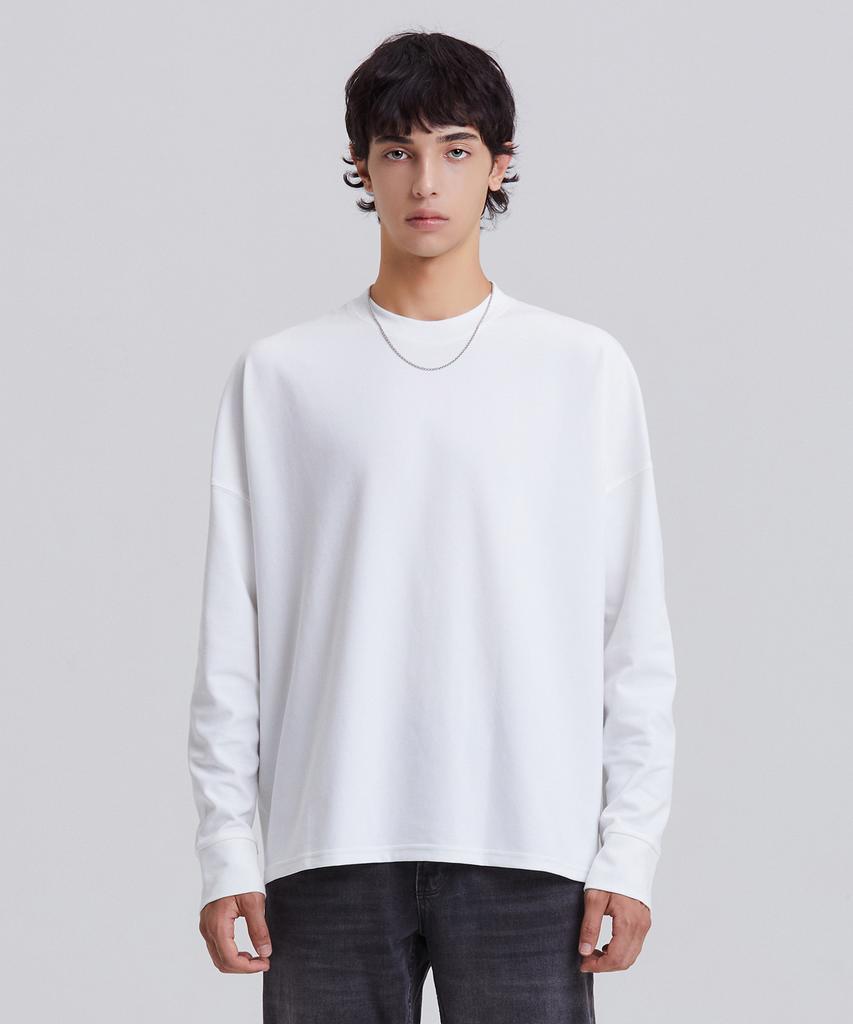 Dibeullu Relaxed Cuff Crew Neck Long Sleeve Cream