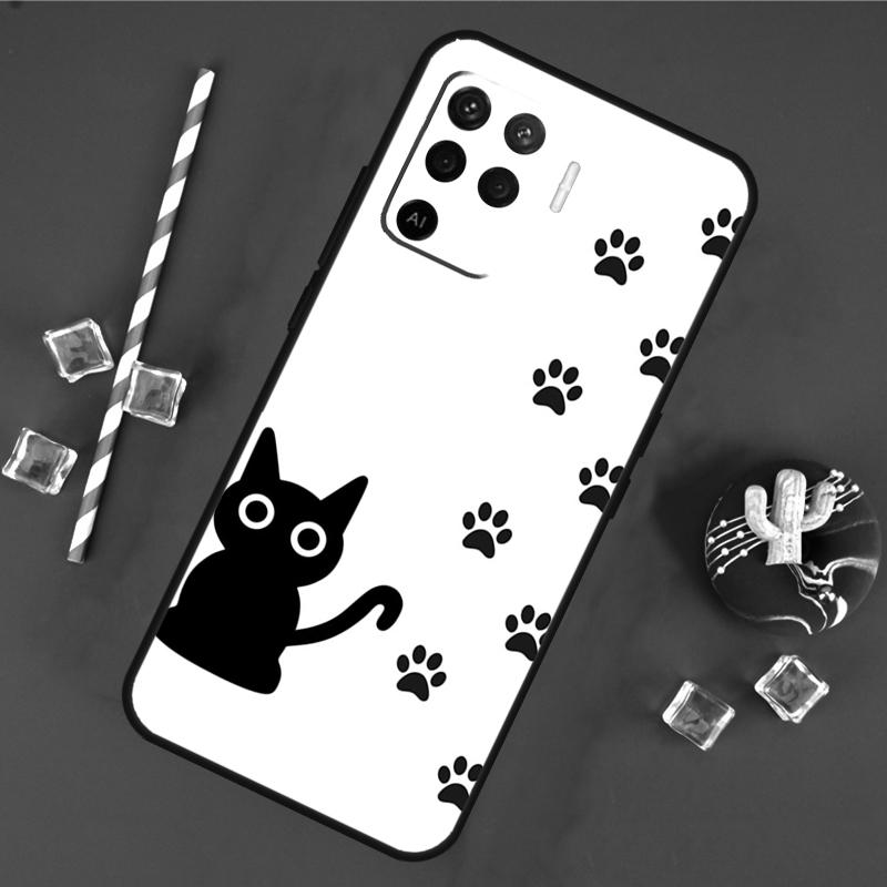 Dog Cat Paw Case For Oppo A40 A60 A80 A16 A76 A96 A18 A38 A58 A78 A98 A91 A15 A17 A74 A94 A54 A57S Cover