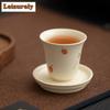 Retro Soda Glazed Ceramic Tea Cup Chinese Persimmon Ruyi Tasting Fragrance Cup Small Master Cup Cup Saucer Kit Kung Fu Teaset