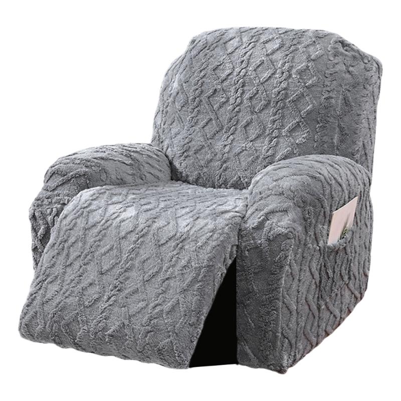 Elegant Sofa Protector Covers Set Recliner Cover In Geometric Pattern Plushie With Elastic Fit ( Single Seater)