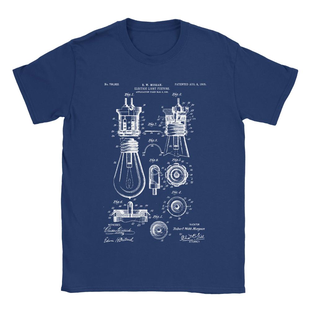 Electric Light Bulb Patent TShirt 100 Cotton Gift Short Sleeve Clothing Short Sleeve Shirt Men Women AllSeason