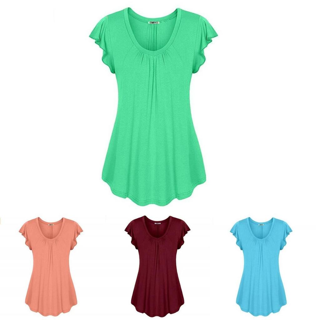 Plus Size Women's Summer Short Sleeve Blouse T Shirt Tops Casual Loose Tunic Tee For Effortless Style And Comfort