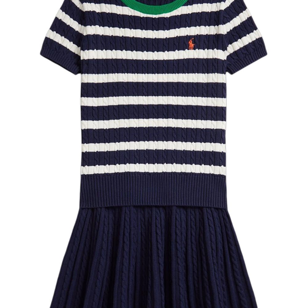 Polo Ralph Lauren Dress Set Striped Cotton Knit Pony Embroidery Kids dress CWPO2STG2U20034-410