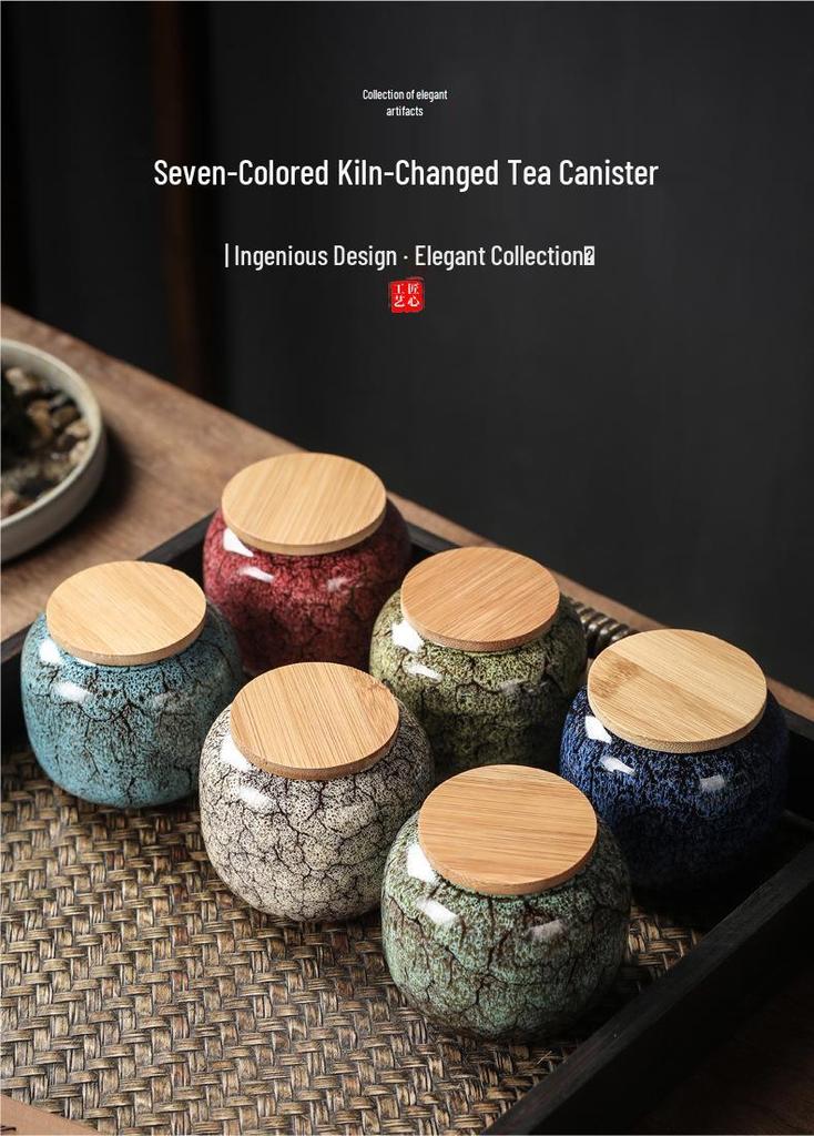 Small Sealed Japanese Ceramic Tea Can for Home Use: Ideal for Tie Guan Yin, Pu'er, and Herbs