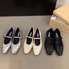 French flat-soled silver Mary Jane single shoes women's shoes spring and autumn 2025 new spring skirt gentle evening shoes