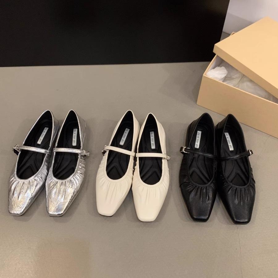 French Flat-soled Silver Mary Jane Single Shoes Women's Shoes Spring and Autumn 2025 New Spring Skirt Gentle Evening Shoes