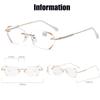 Luxury Diamond Cut Reading Glasses Rimless Women Presbyopia  Anti Blue Light Finished Optical Eyewear Diopter +1.0 To +4.0
