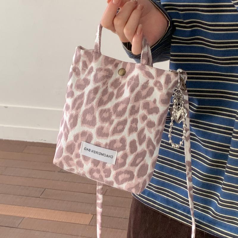 Trendy Autumn Winter Brown Leopard Print Small Buet Bag Women's New 2026 Handheld Crossbody Phone Bag Soft Canvas Daily Use