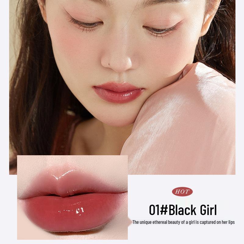 PinkyFocus Dark Mirror Long-Lasting Lip Glaze - Transparent, Non-Fading, Water-Light Finish for Women