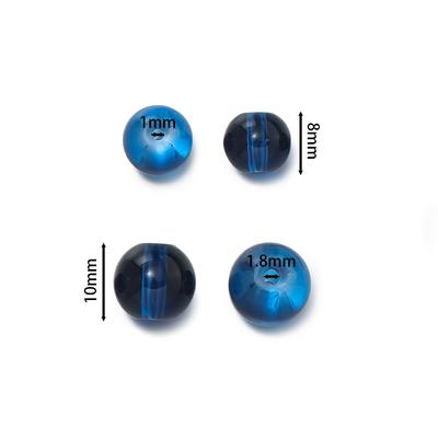 50pcs 8/10mm Transparent Glass Round Beads Colorful Spacer Loose Beads for DIY Bracelet Necklace Jewelry Making Accessories