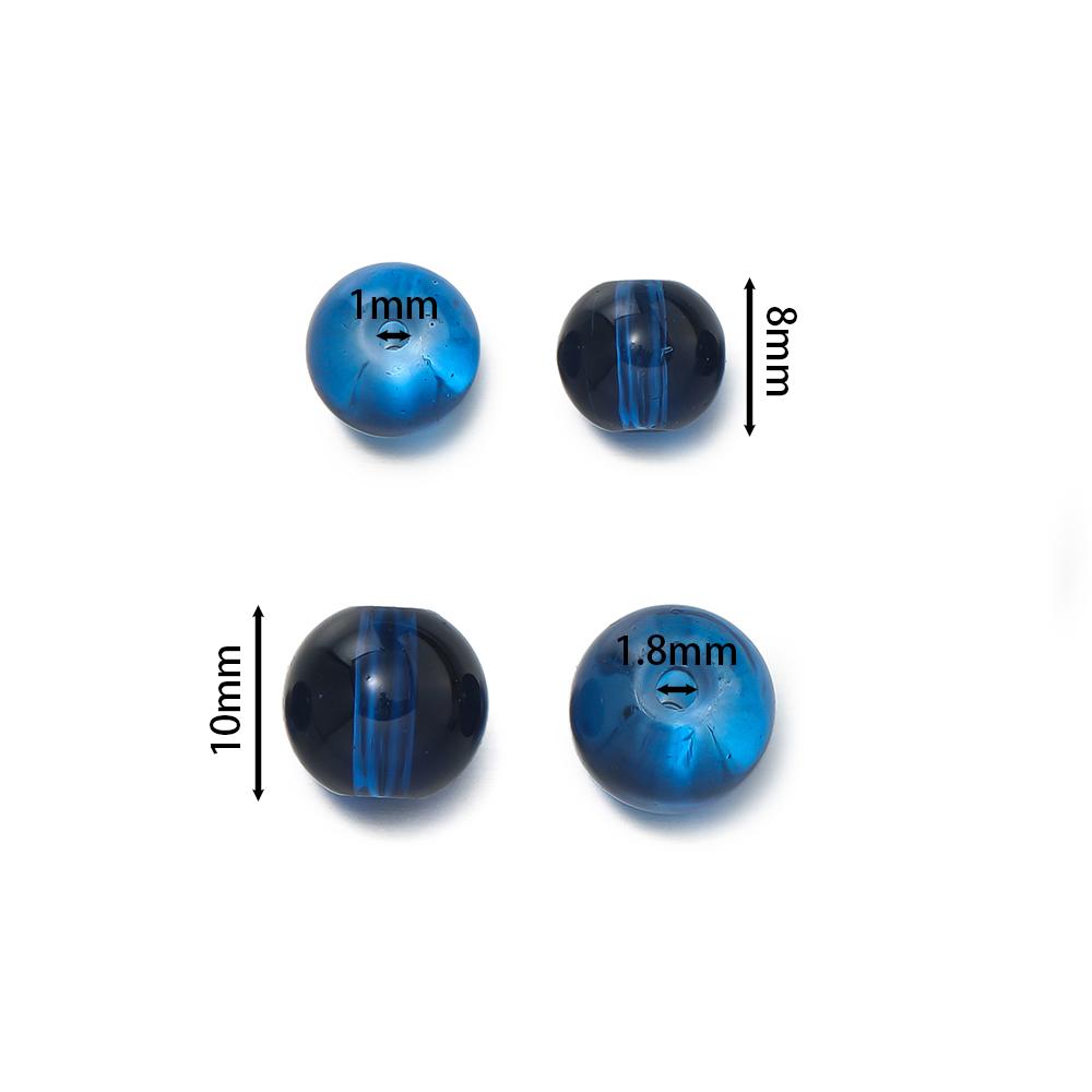 50pcs 8/10mm Transparent Glass Round Beads Colorful Spacer Loose Beads for DIY Bracelet Necklace Jewelry Making Accessories
