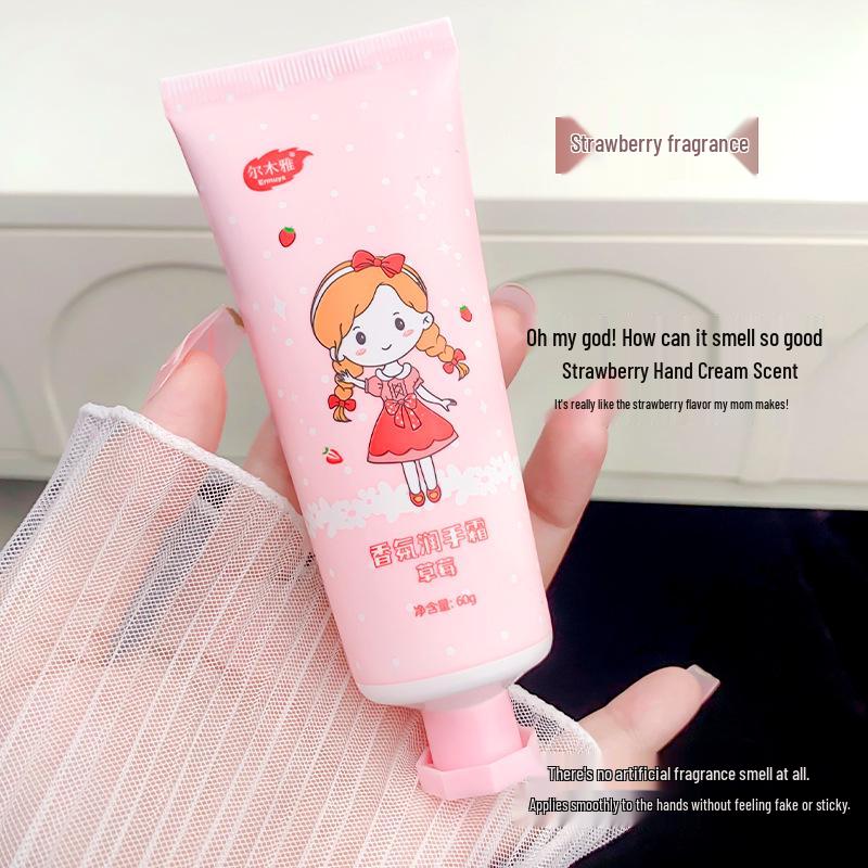 Ermuya Strawberry Scented Hand Cream for Girls - Moisturizing & Long-lasting Anti-Cracking for Autumn/Winter