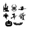 Set di Decorazioni Murali Adesive LED di Halloween con Forme di Albero Spettrale Fantasma Strega Pipistrello Ragni e Luminosità Colorata per Esposizione Interna in Casa