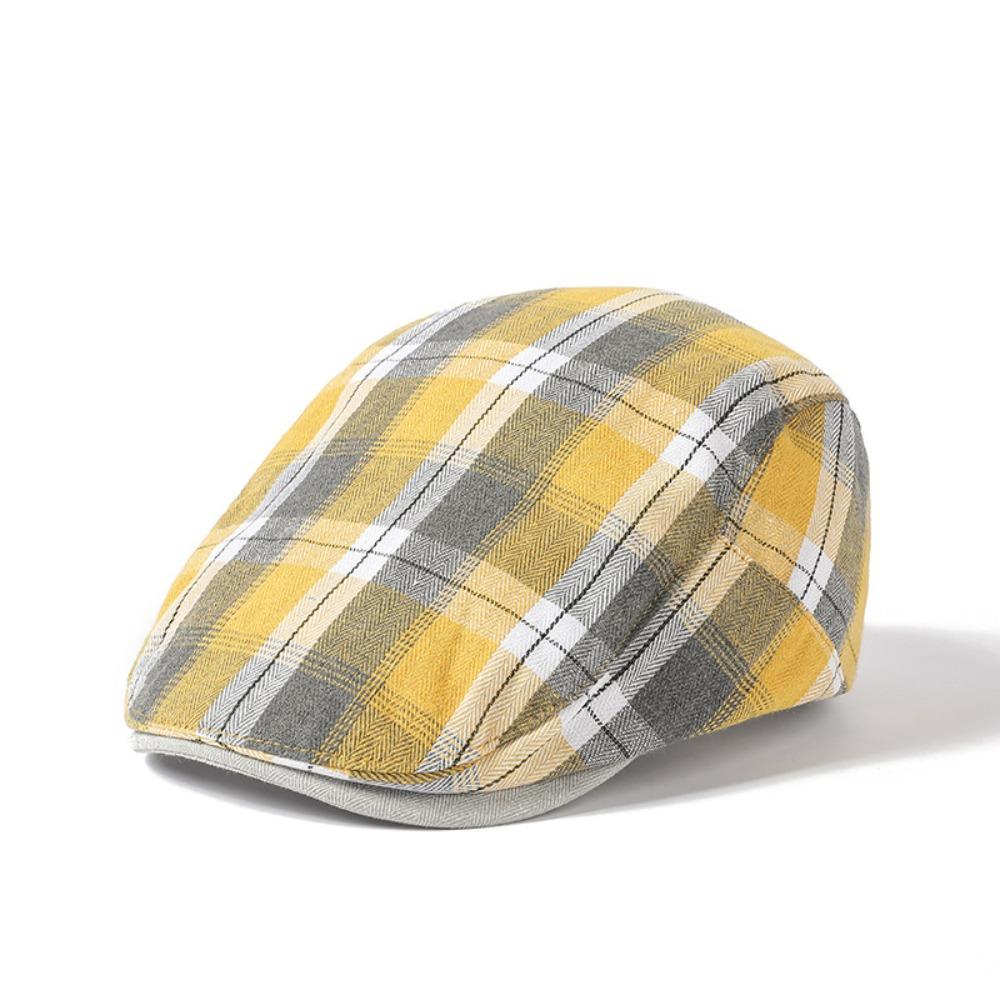 Colorful Plaid Dot Beret Checkered Pattern Retro Painter Hat Personality Forward Cap Ladies