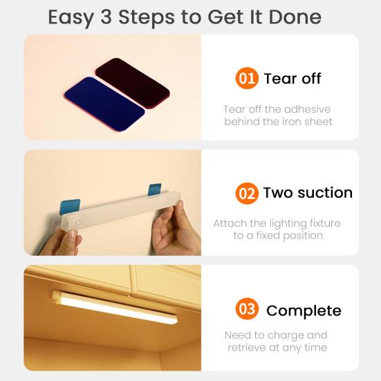 Motion Sensor LED Cabinet Light USB Rechargeable Magnetic Stick-on Lamp No Drilling Cabinet Light for Kitchen Wardrobe Stairs