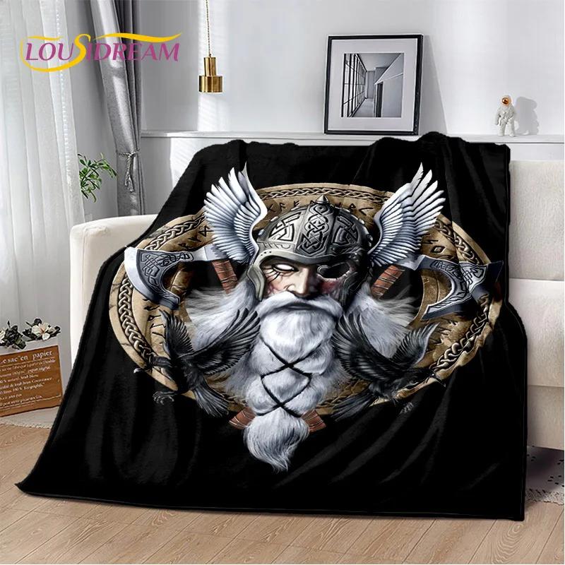 3D Viking Odin Valhalla Nordic Mythology Cartoon Blanket,Soft Throw Blanket for Home Bedroom Bed Sofa Picnic Office Travel Cover