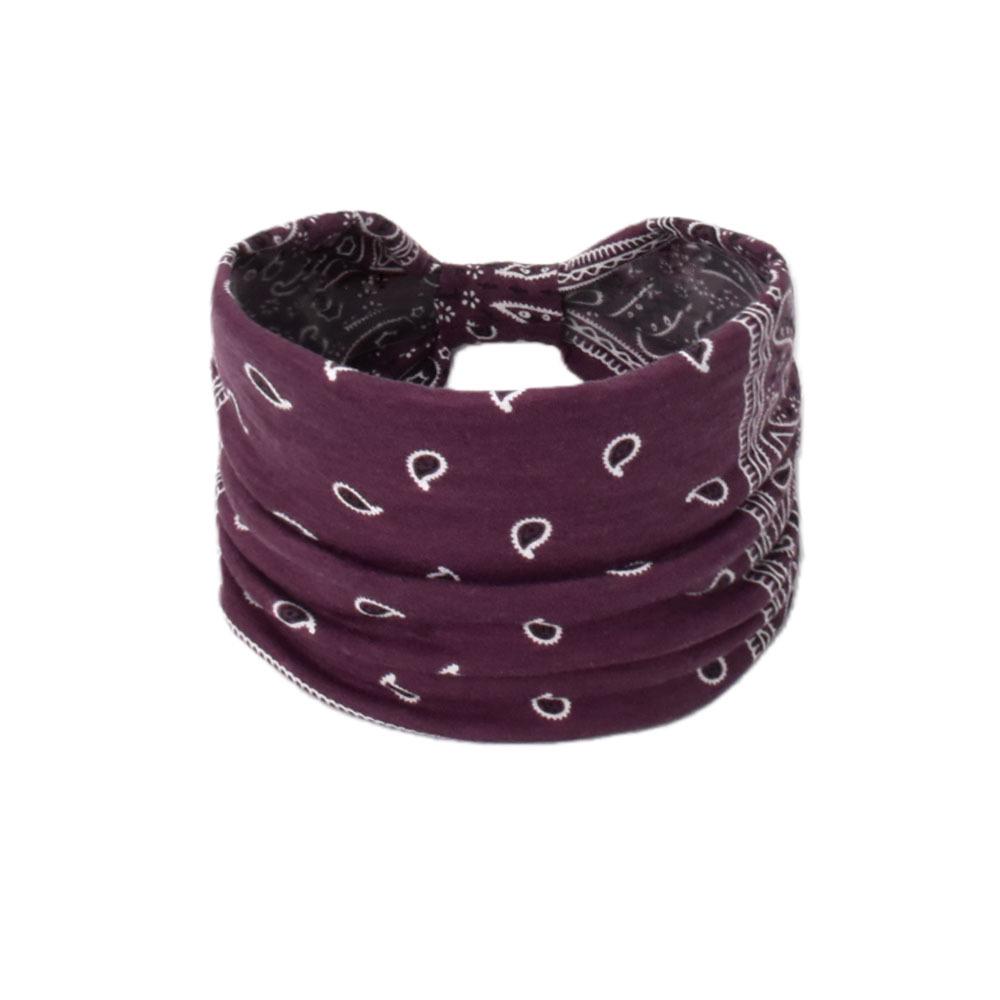 Women's Paisley Sport Yoga Headband - Sweat-Absorbing, Elastic Cotton, Bohemian Style