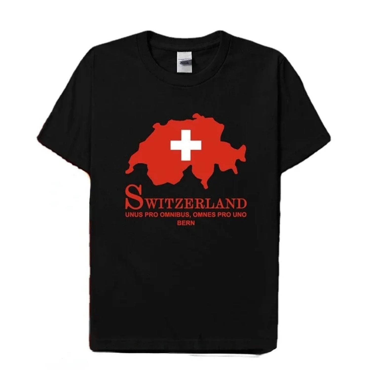 

Switzerland National Map Flag Printed T-Shirt Summer Cotton O-Neck Short Sleeve Unisex T Shirt New Size S-3XL S чёрный