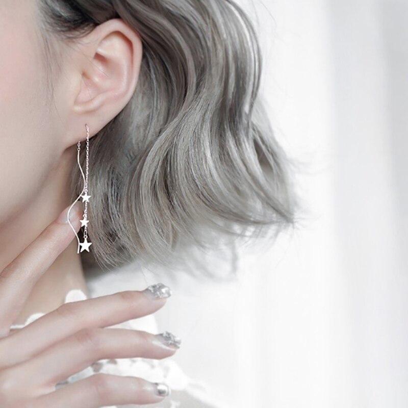 925 Sterling Silver Star Long Tassel Earrings Wave Chain Earring For Women Fashion Jewelry Gifts Wholesale S-E950
