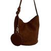 Borsa sottospalla di fascia alta, Borsa a secchiello in camoscio di grande capacità, Semplice borsa monospalla