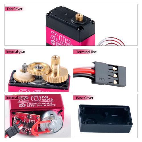 RDS3218 20KG Dual Shaft U-Mount RC Digital Servo - Waterproof Robot Arm Servo - High Torque Full Metal Gear Servo with U-Mount Bracket for DIY Baja Ca