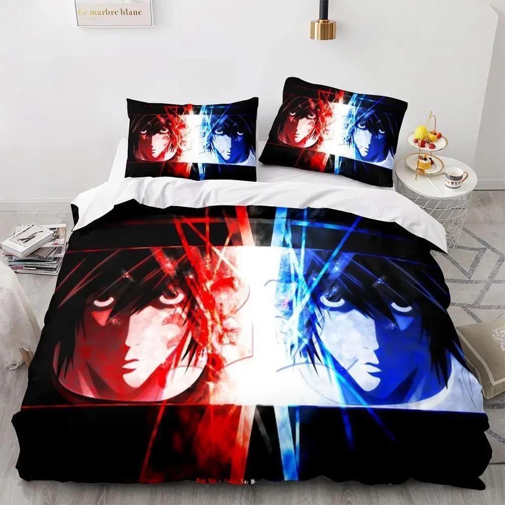 

Комплект постільної білизни Зошит смерті Single Twin Full Queen King Size Bed Set Дорослі Дитяча спальня Підодіяльники 3D-друк Аніме Зошит смерті AU King 240x210cm