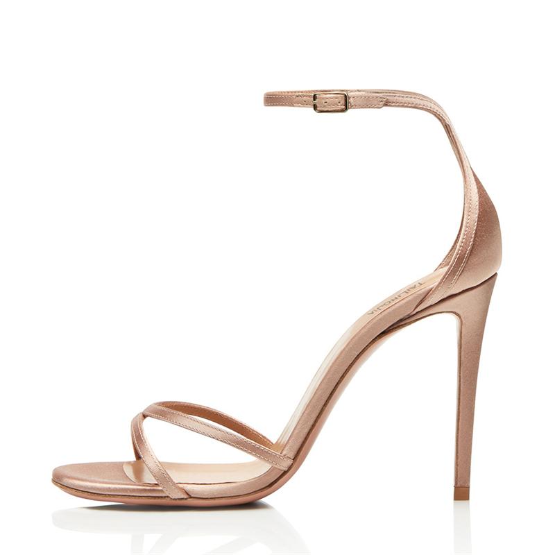 Sexy dámské sandály Letní boty Nové 2024 Pásek kolem kotníku Vysoké podpatky Žabky Nude Podpatkové Párty Svatba Taneční boty Velká velikost