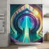 Modern Bathroom Shower Curtain With Futuristic Design Space Exploration Gate Staircase Art Decor Print Waterproof Fabric For Hom