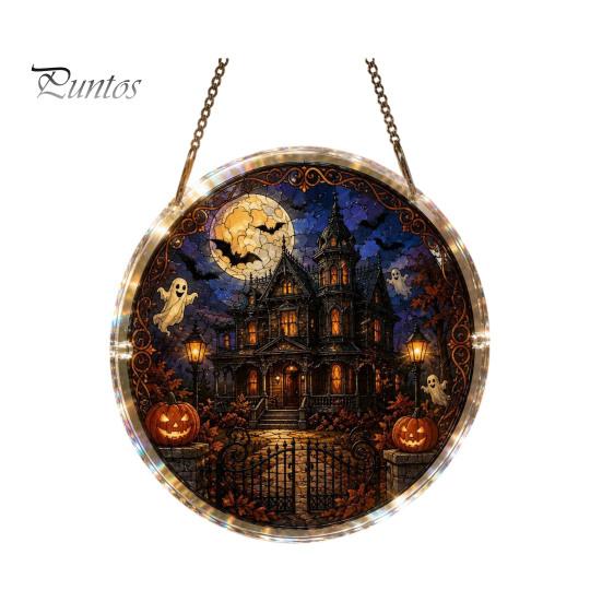 Creative Decompressing Puzzle Halloween Acrylic Sun Catcher, DIY Spooky Suncatcher Kit, Hanging Decor Gothic Stained Glass Window Ornament for