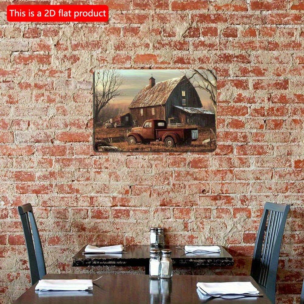 2D flat Wooden 30*20cm Vintage Sign - Rustic Farmhouse Barn and Tractor Wall Art, Multipurpose Home Bar Cafe Restaurant Decor, Easy Installation