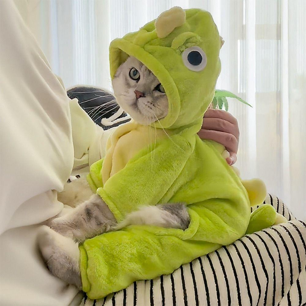 Funny Towable Cute Dinosaur Pet Sweater Cozy Thick Warm Dog Four-legged Jumpsuit Cosplay Props Pet Clothes for Small Dogs Cats