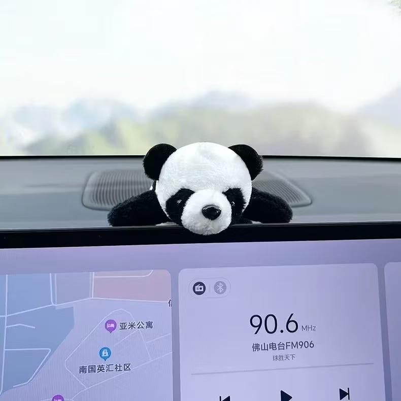 Cute Cartoon Panda Plush Universal Car Steering Wheel Cover Auto Seat Belt Cover Imitate Lamb Wool Winter Car Accessories