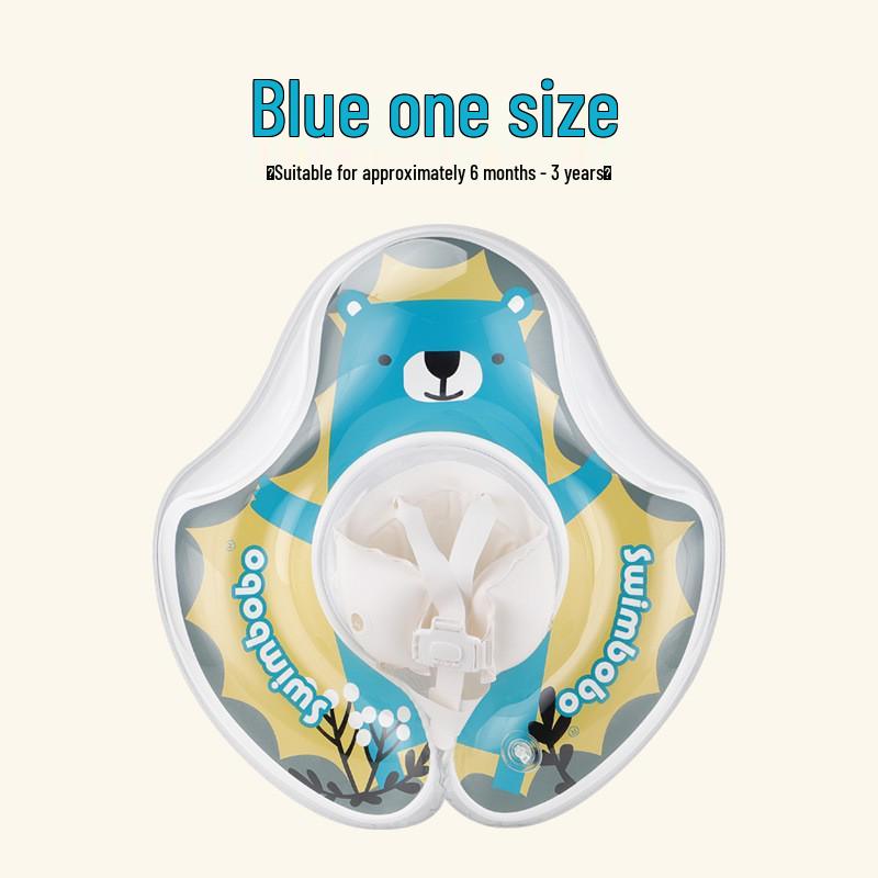 Swimbobo Baby Swim Ring with Seat for Underarm Support - Transparent Double Air Chamber Blue Bear (Unboxed)