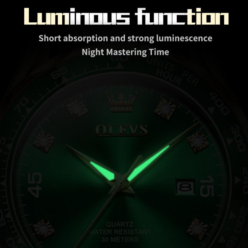 Nye topp herreklokker Green Water Ghost Quartz Span Luminous herreklokke