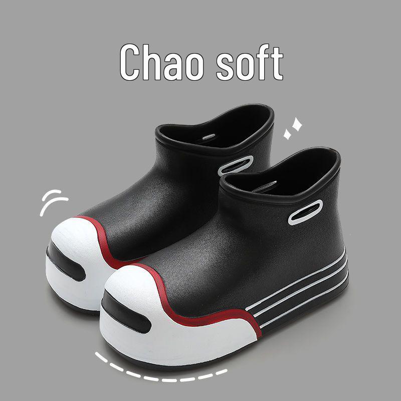 Trendy Waterproof Retro Dad Style Ankle Rain Boots - Non-Slip, Wear-Resistant, All-Season High-Top Footwear