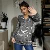 Women's Casual Fashion Sexy Comfort Halloween Printed V-Neck Button Long Sleeve