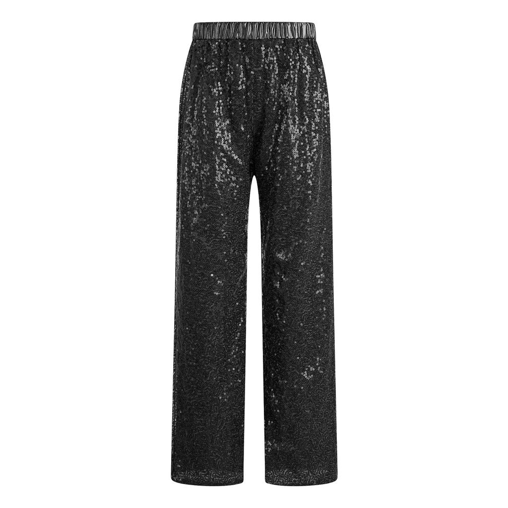 Kids Girls Glittery Dance Pants Elastic Waist Loose Fit Sequins for Party and School Shows