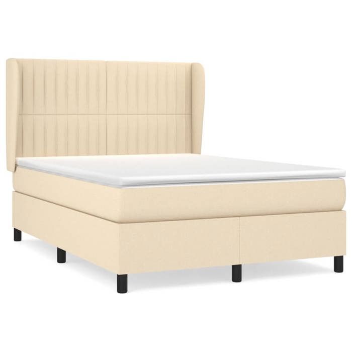 Maison Exclusive - Sommier à lattes de lit avec matelas Crème 140x200 cm Tissu