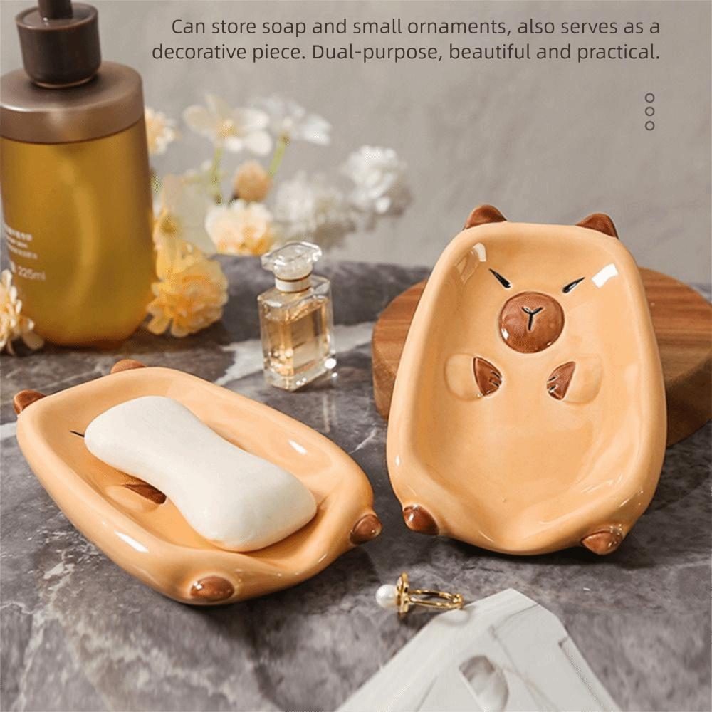 Sloping Base Capybara Soap Tray Cartoon Soap Storage Rack Self Draining Soap Holder  Household
