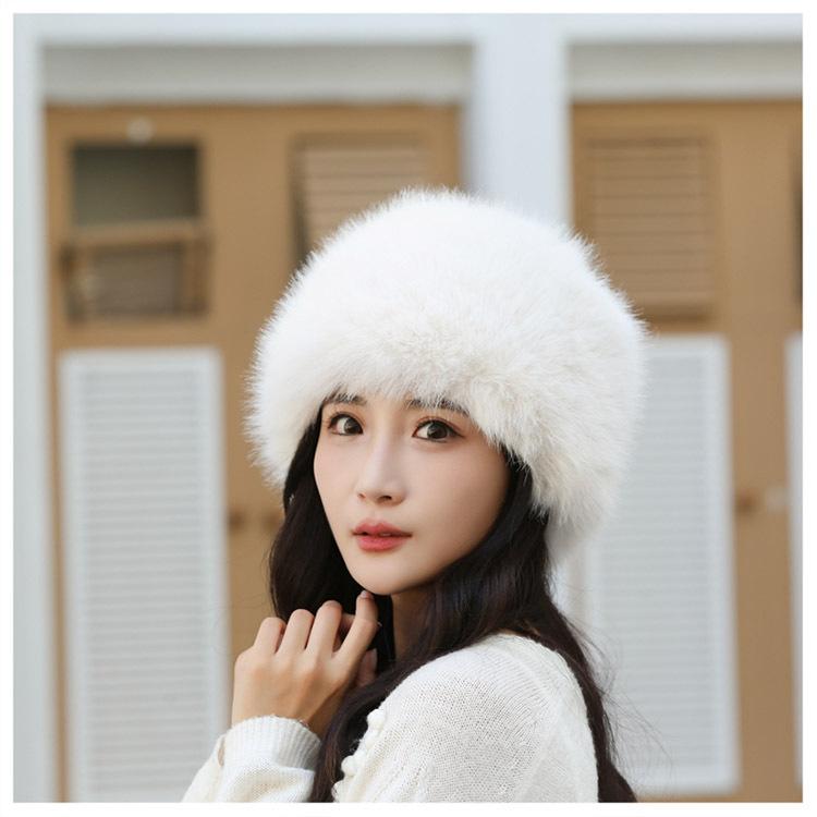 Autumn and Winter New Imitation Mink Hat Women's Mongolian Hat Thickened Warm Hat Women's Imitation Fur Fashion Simple Bucket Hat