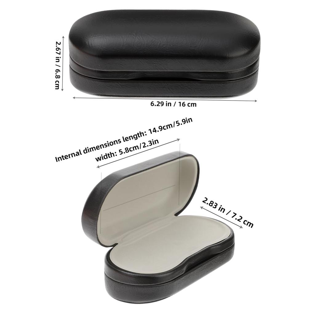 Holibanna Double Eyeglass Leather Eyeglass Travel Eyeglass Lightweight Holds Sunglasses and Eyeglasses Black Case, Box, Organizer, Design,