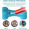 SCHITEC Squeaky Dog Chew Toy, Tough Durable Natural Rubber Bone with Toothbrush, Indestructible for Aggressive Chewers Large Medium Breed Teeth