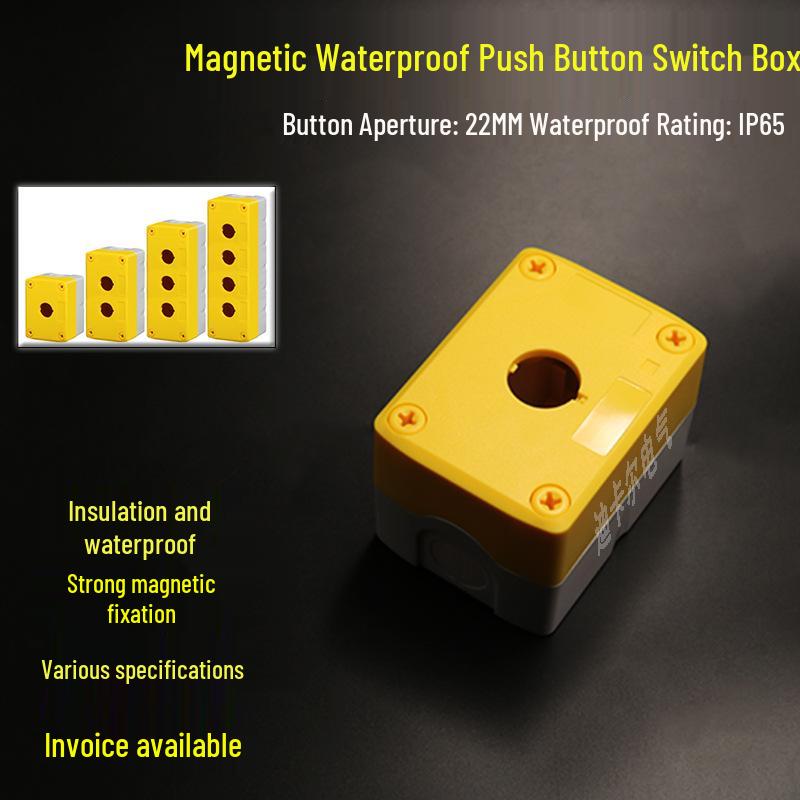 Strong Waterproof Magnetic Button Box: 1234-Position, Emergency Stop & Start Single Hole Control Switch.