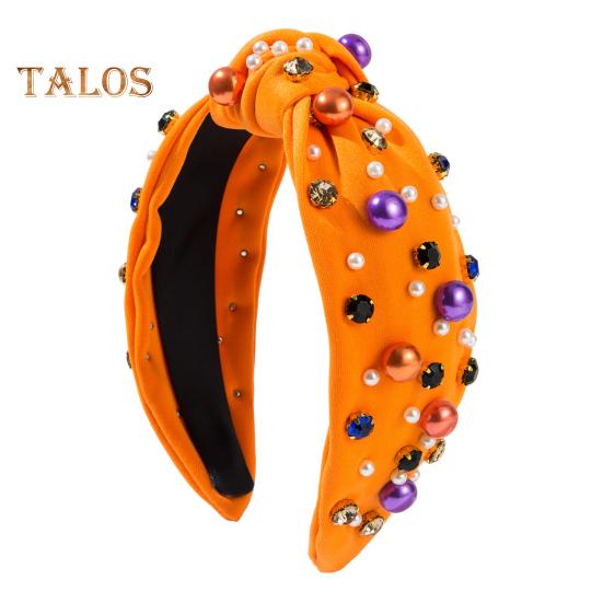 

Повязка на голову на Хэллоуин, искусственный жемчуг, стразы, декор, обруч для волос, обруч для волос с узлом для взрослых, аксессуары для волос