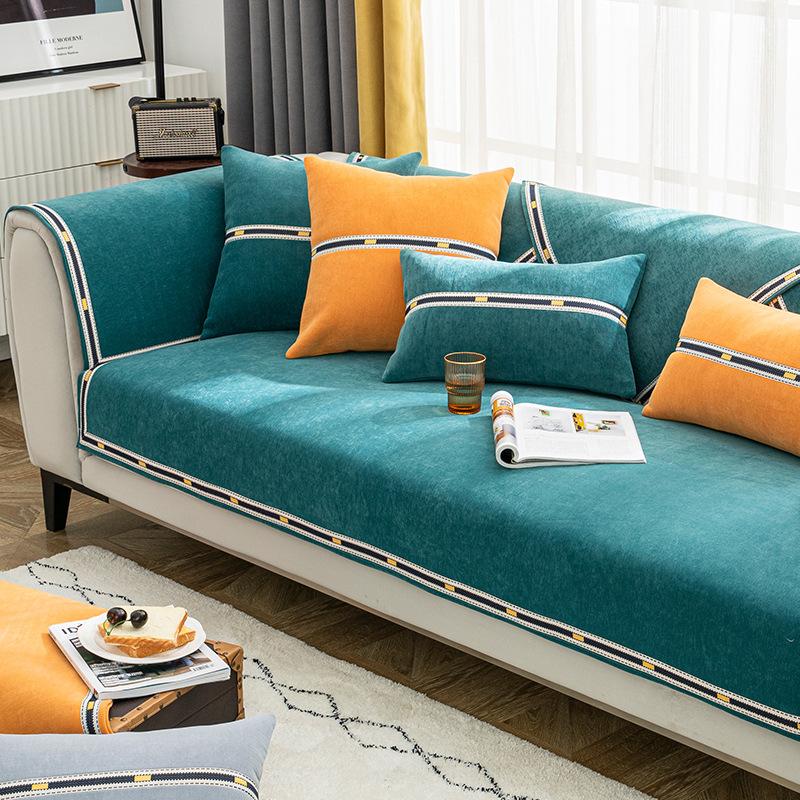 Leichter Luxus-Stil, neuer Sofakissenbezug aus Chenille-Leder, für alle Jahreszeiten, universell, rutschfest, schlicht, modern, für den Sommer