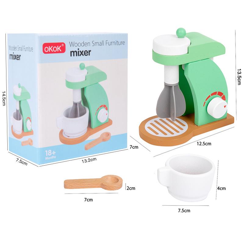 Children s Wooden Kitchen Playset: Coffee Maker, Mixer & Bread Maker