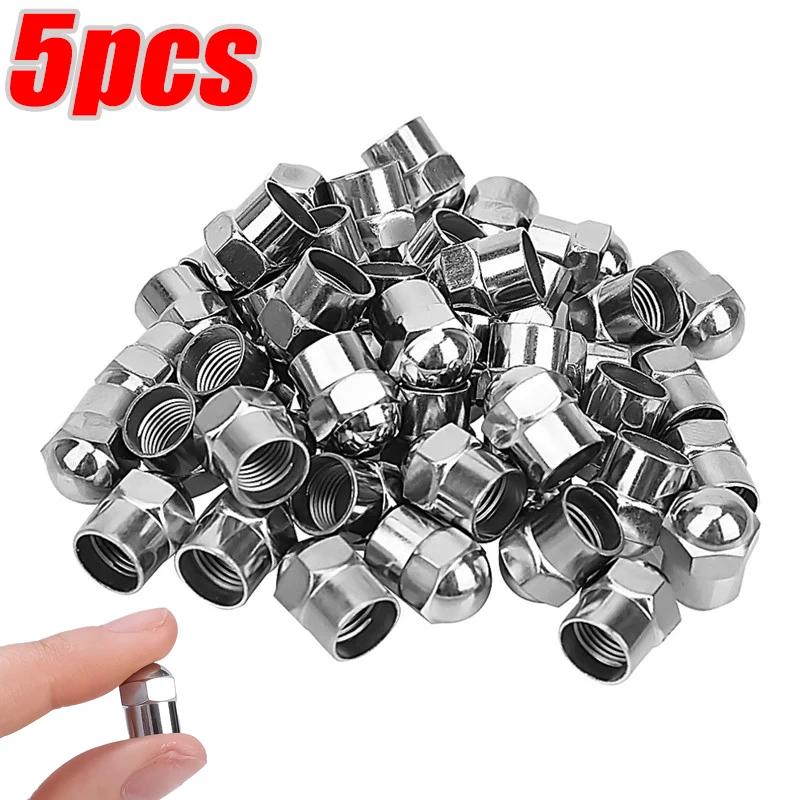 1/50pcs Tire Accessories Car Tyre Air Pressure Cap Car Wheel Tire Valve Stem Cap Chrome Plated Airtight Cover Plastic Round Head